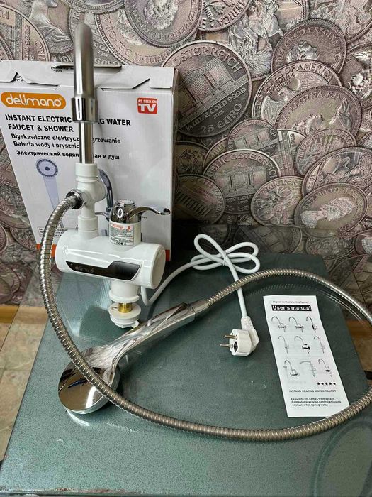 Проточный водонагреватель, Delimano  с Душем, Нижнее подключение