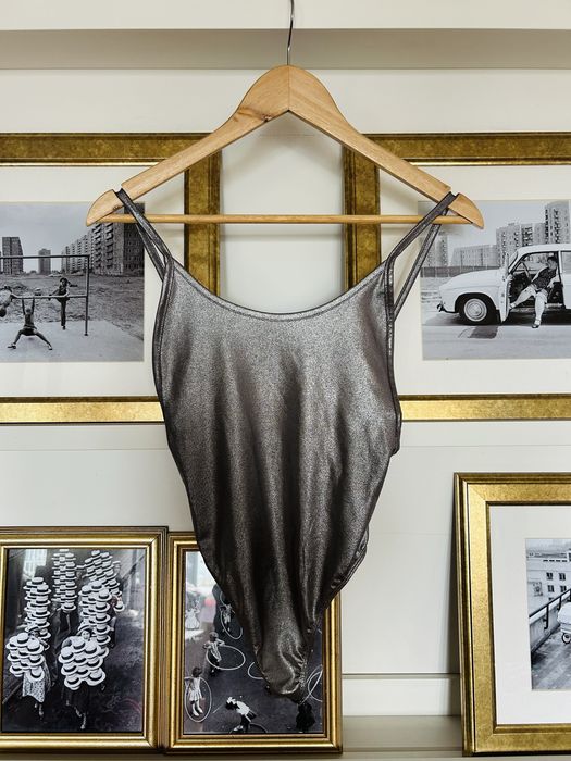 Srebrne body H&M Coachella HM bluzka top na ramiączkach XS 34