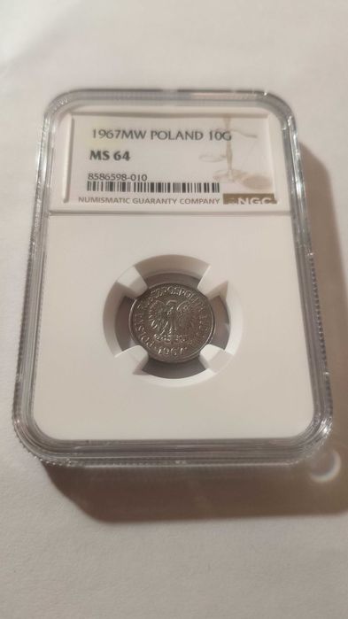 Moneta 10 groszy 1967 PRL GRADING NGC MS64 UNC