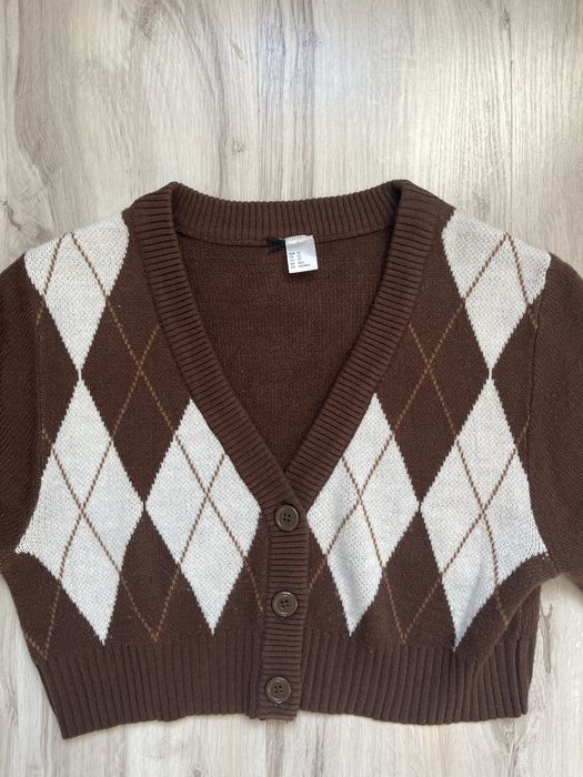 Brązowy sweter w rąby H&M rozm XS