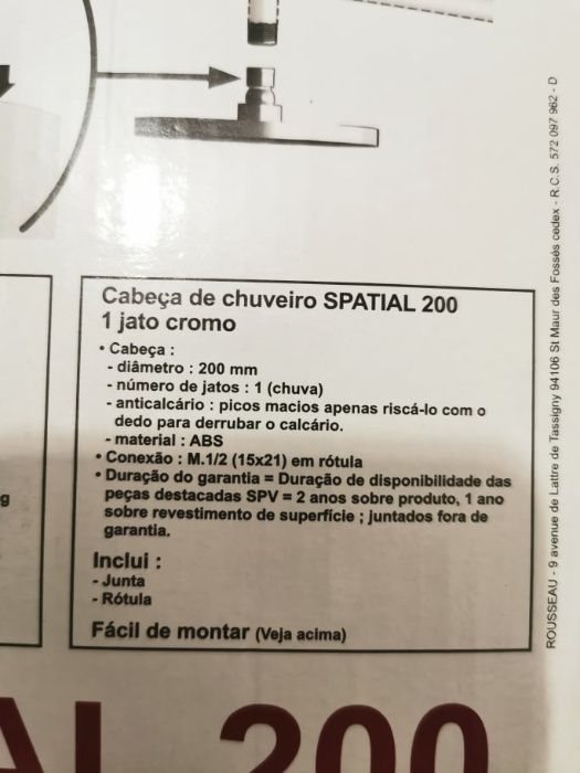 Cabeça de chuveiro SPATIAL 200 NOVA, barata