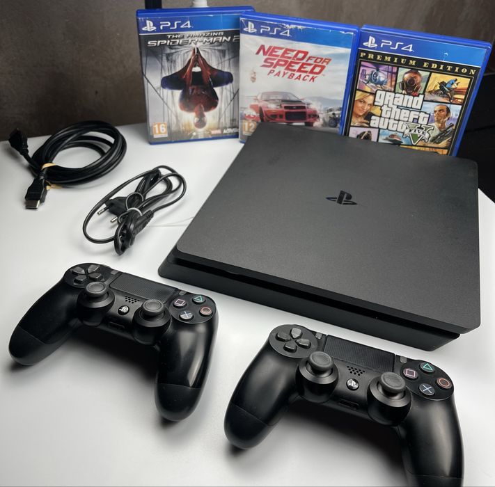 Konsola PS4 Slim 1TB - 2 pady + 3 gry, full zestaw!! **KUP I GRAJ**