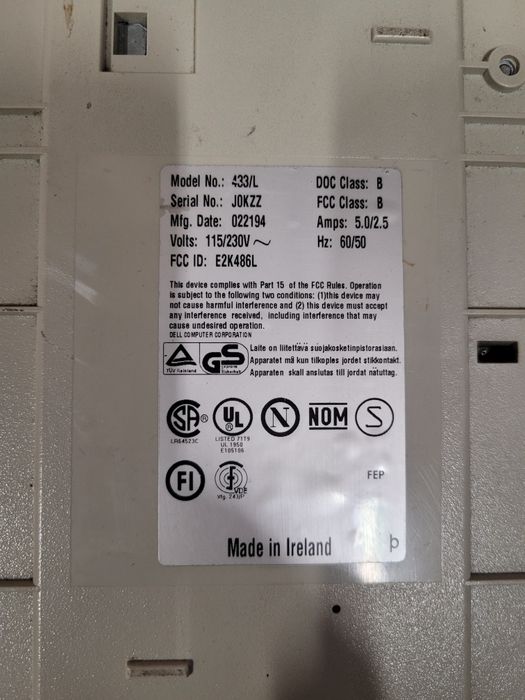 Dell System 433/L Retro PC | Intel 486 DX/33 | Tseng ET4000/W32 | 4MB RAM | ISA