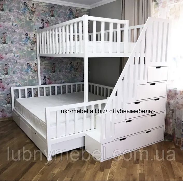 Ліжко двоярусне, двоповерхове, двухъярусная деревянная кровать Умка