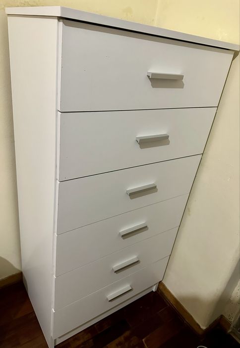 Cómoda c/ 6 gavetas, branco 60 × 40 × 120 cm