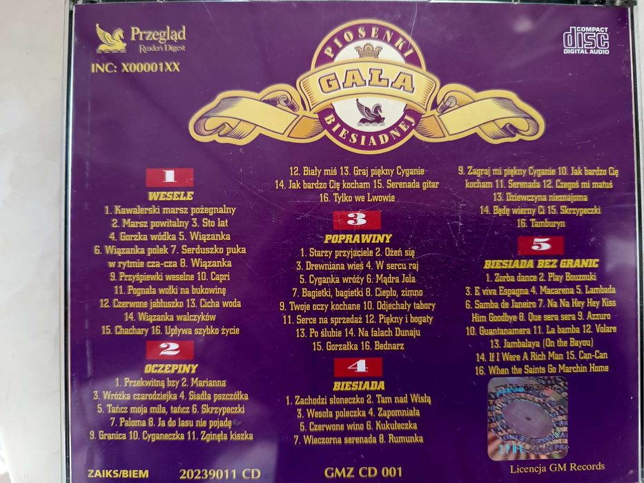 Piosenki biesiadne zestaw 5 CD