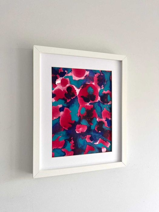 Quadro - Pintura abstrata em acrílico com moldura