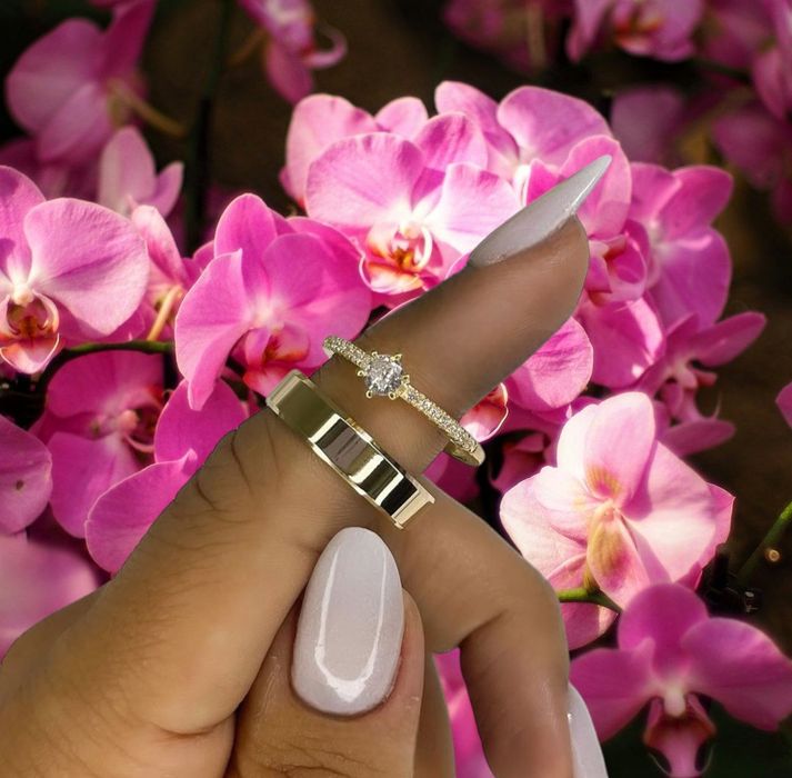 KOMPLET! Elegancka Złota Obrączka Ślubna + Pierścionek