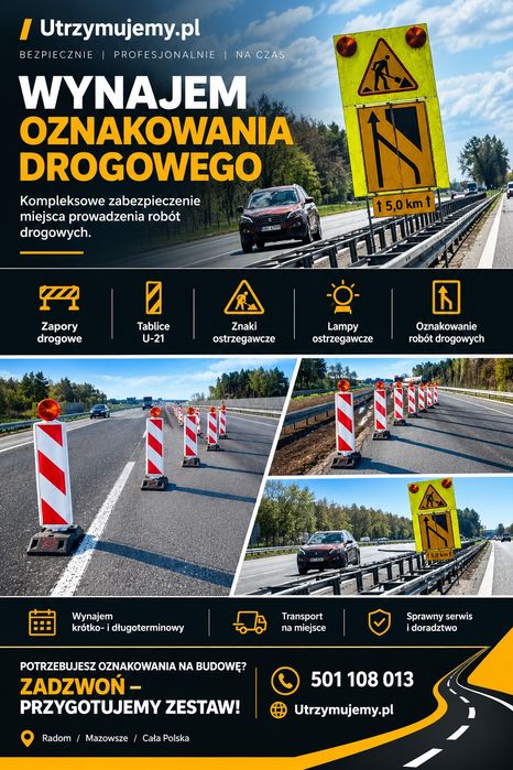 Wynajem poduszki zderzeniowej, wynajem znaków