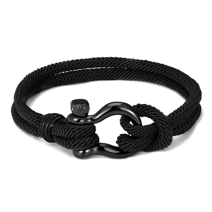 Bransoletka sznurkowa z szeklą, milan rope - czarna