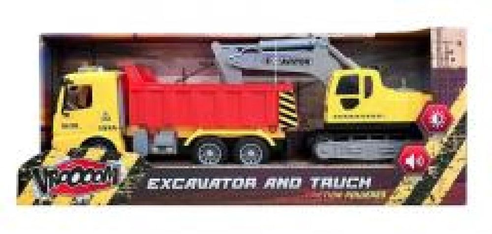 Koparka i ciężarówka VROOM pudełko,122x479 mm