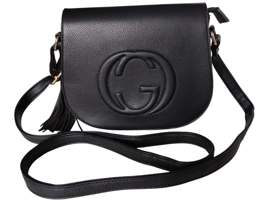 Torebka Damska Listonoszka Czarna z Frędzlem