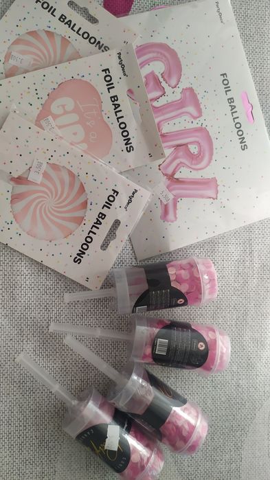 Pakiet zestaw baby shower dziewczynka konfetti