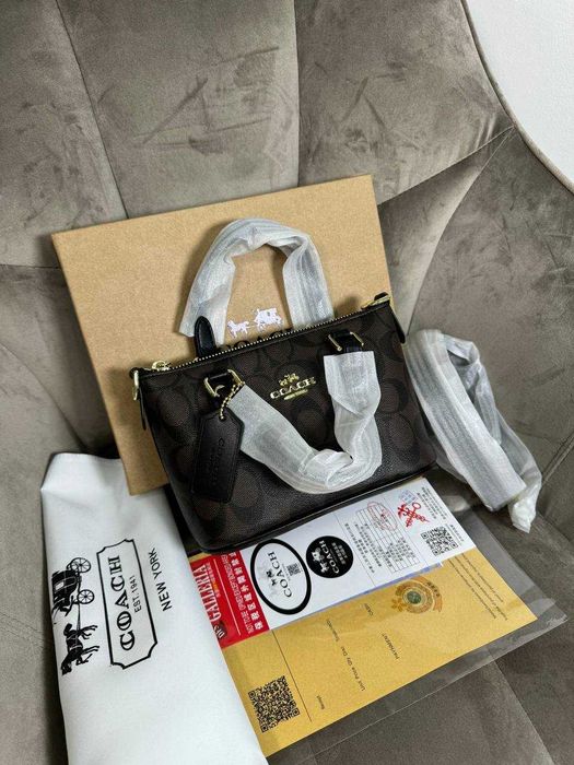 Coach Mini Tote Signature Brown/міні-сумка тоут Коуч