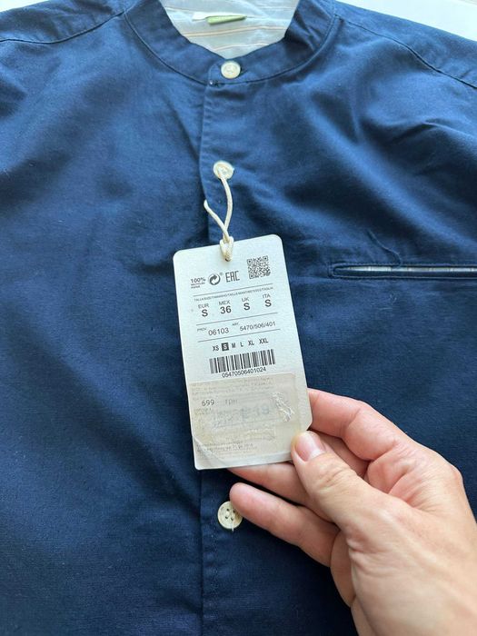 Темно-синя чоловіча сорочка Pull&Bear S розміру, нова slim fit