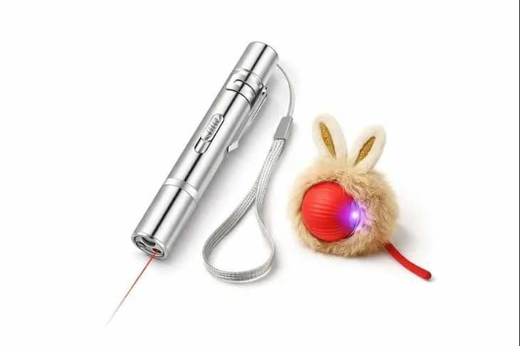 Zestaw zabawek dla kota – laser 7w1 + interaktywna piłka z uszami