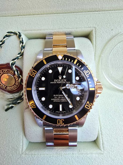 Piękny Rolex Submariner Date Ref. 16613 LN Stal/Złoto 18k Full Set
