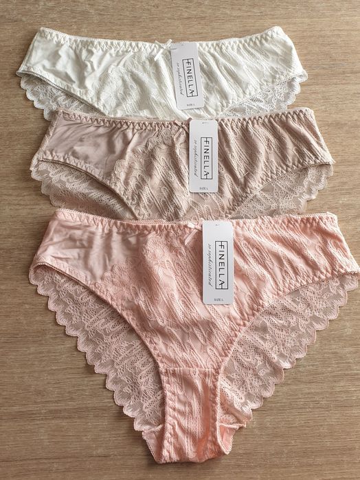 3×Damskie majtki figi z koronką wygodne L