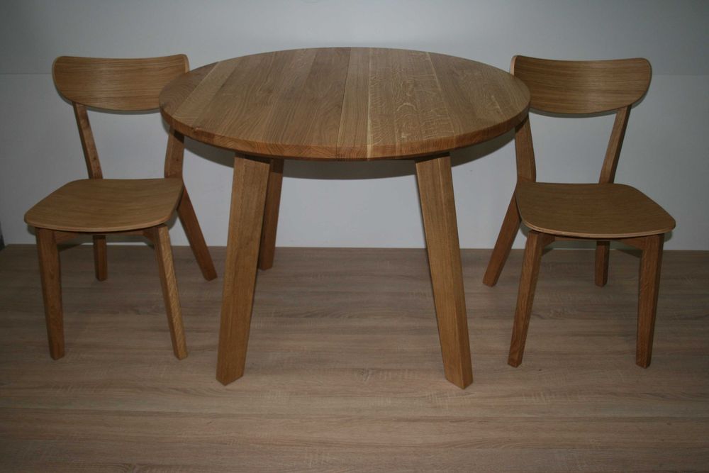 Stół okrągły dębowy rozkładany ( lity dąb) LOFT