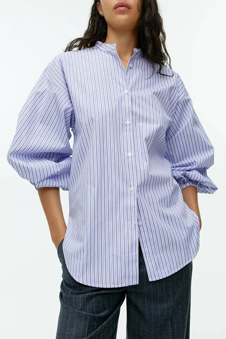Сорочка Arket блакитна рубашка в полоску