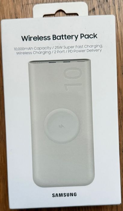 Powerbank Samsung 10.000mAh com carregamento sem fios (25W- bege)- novo, 3 anos de garantia