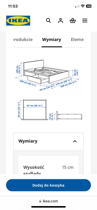 Łóżko ikea MALM