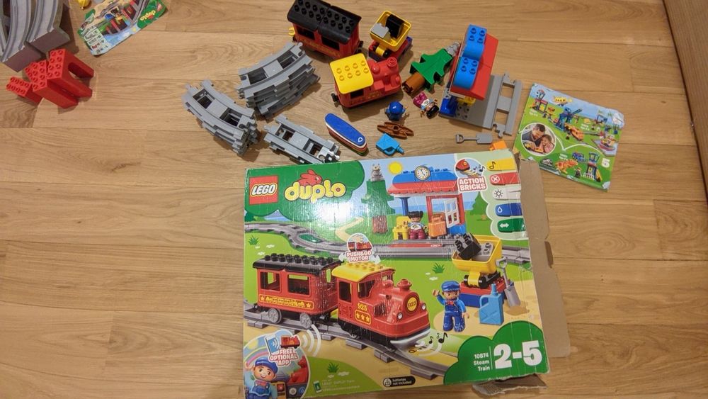 3 zestawy LEGO Duplo kolejka wiadukt i dodatkowe tory