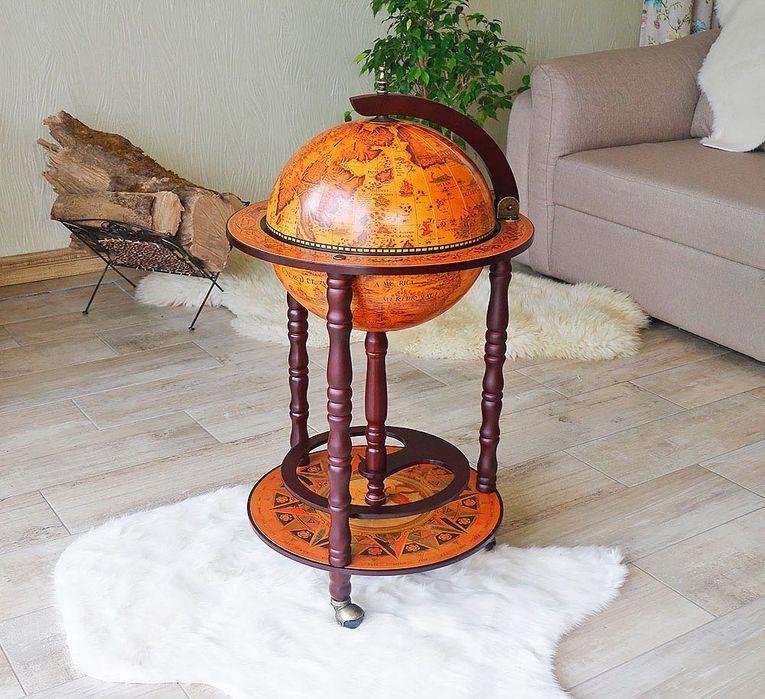 Глобус бар коричневый на колесиках. Сфера 33см АКЦИЯ!!