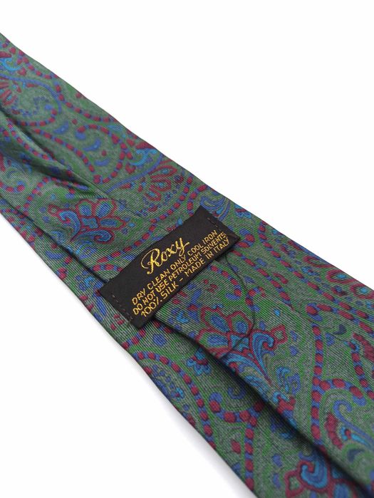 Roxy zielony jedwabny krawat paisley ady125