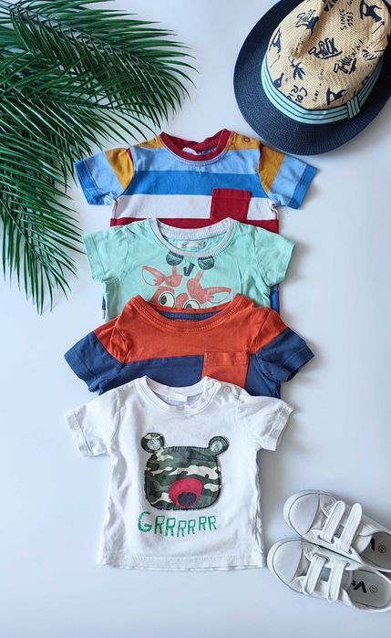 Zestaw 4x bluzki niemowlęce chłopięce r. 68/74 – 100% bawełna