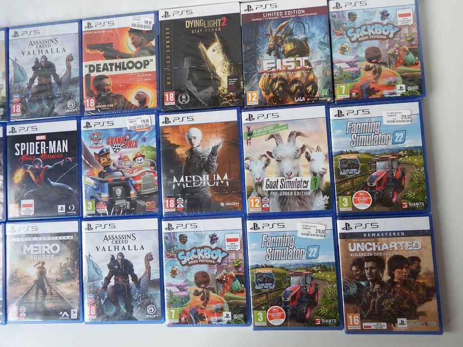 GRY PS5 GOAT3 Spider-Man MEDIUM Sackboy Deathloop Valhalla INNE PS5