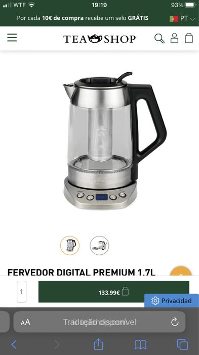 Chaleira de chá Deluxe SEVERIN 3000W 1,7L
