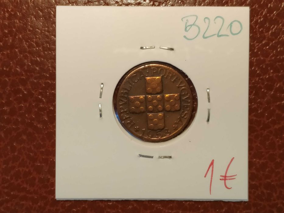 B220 moeda de 20 (XX) centavos de 1958 bronze - Portugal