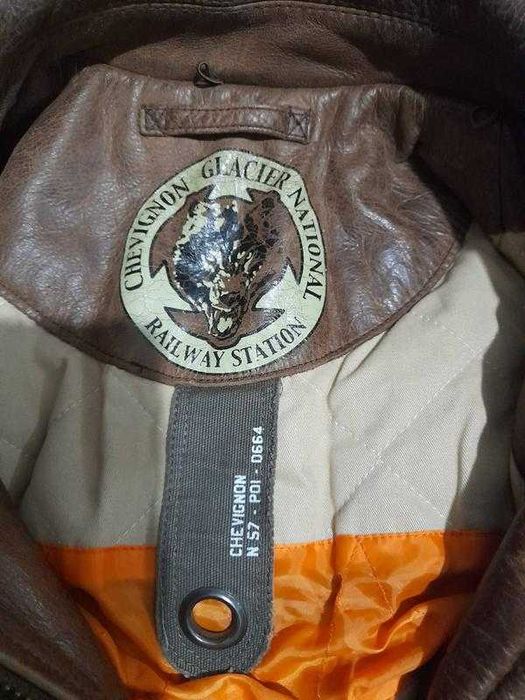 Мужская кожаная куртка бомбер французского бренда ﻿Chevignon, L