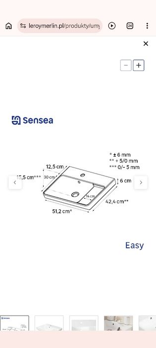 Umywalka ceramiczna meblowa Easy Sensea