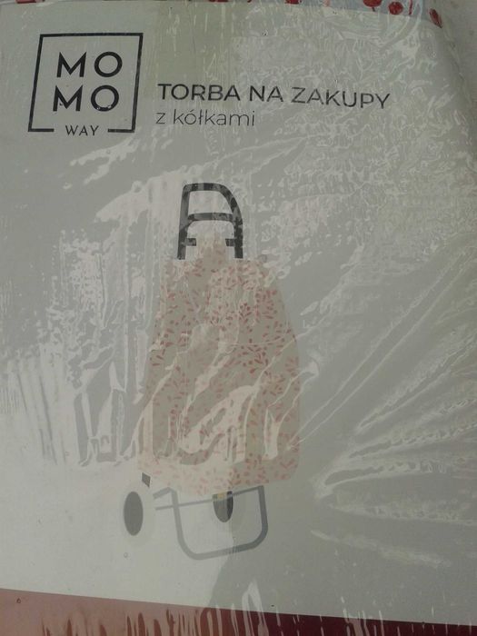WÓZEK TORBA na zakupy na kółkach z podpórką elegancki biały MOMO WAY