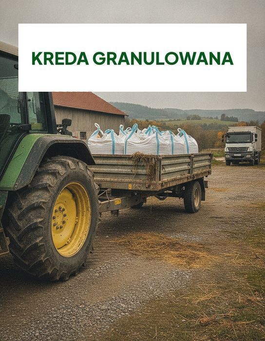 Kreda nawozowa granulowana — wapno nawozowe do własnego rozsiewacza, łagodne odkwaszanie, big bag 500 kg i worek 25 kg, atest OSChR, AGRIA