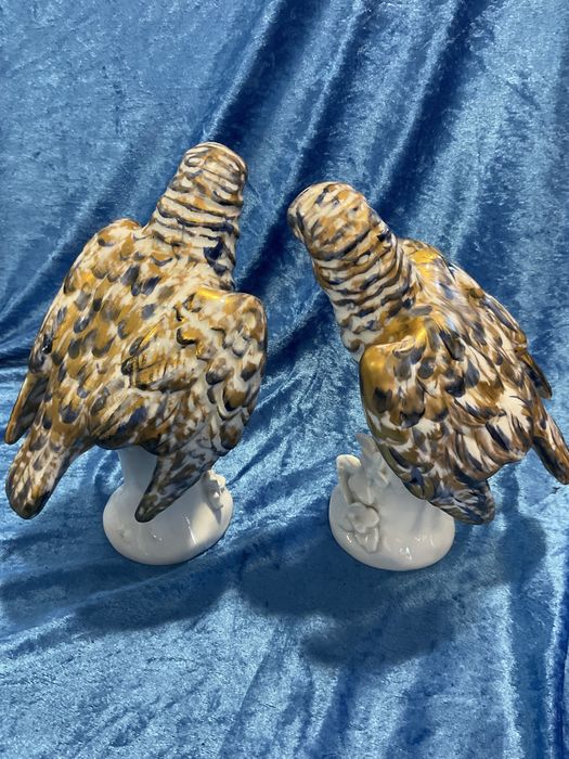 Par papagaios porcelana vista alegre pintura manual alt.24 cm