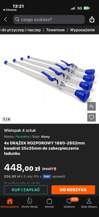 4x  DRĄŻEK ROZPOROWY 1880-2852mm kwadrat 35x35mm