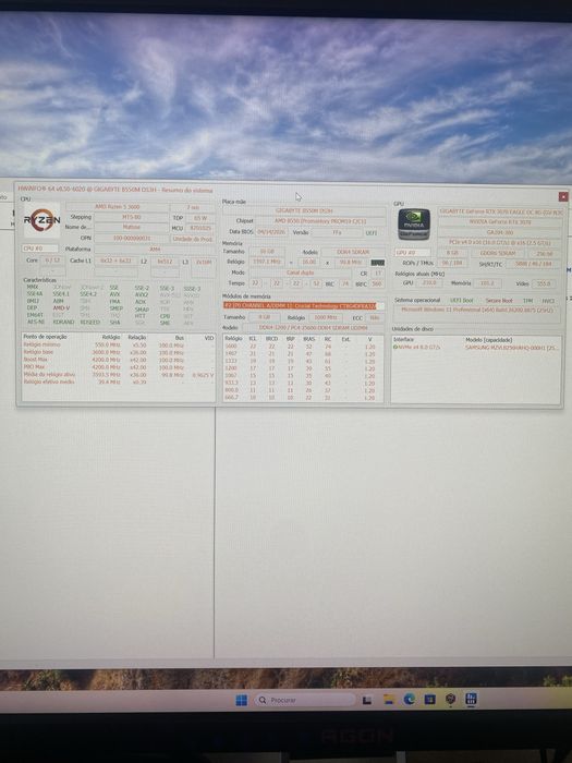 Pc gamer Ryzen 5 3600/rtx3070/16gb de ram