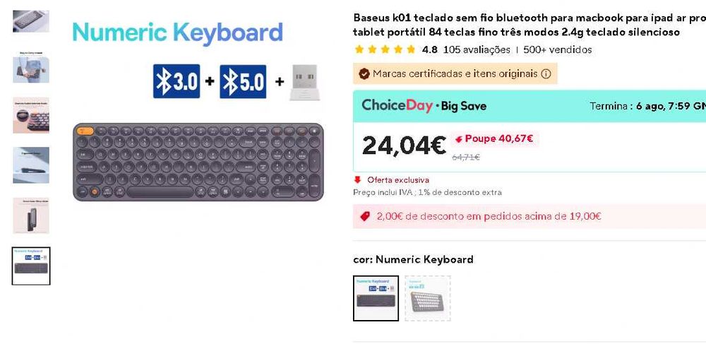 baseus k01 teclado sem fio e bluetooth