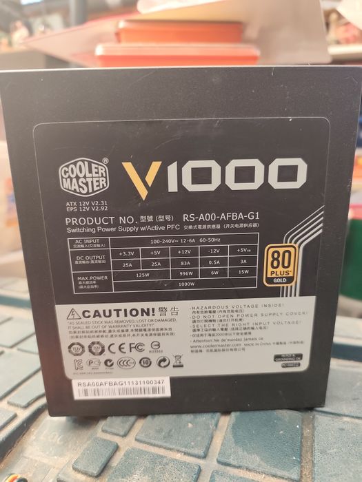 Fonte de alimentação Cooler Master V1000  80 Plus Gold