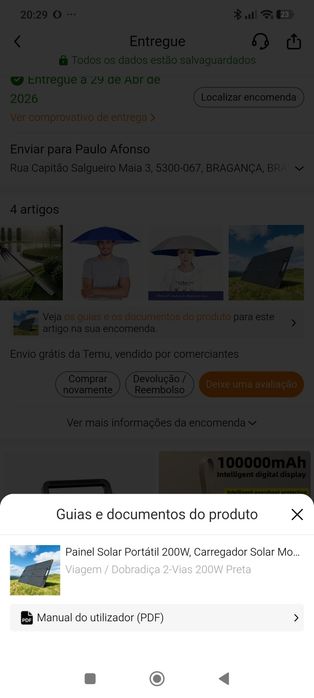 Painel solar portátil 200w a 115 euros