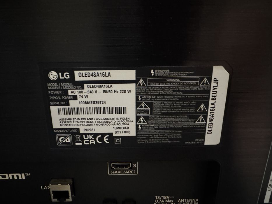 Телевізор ТВ LG OLED48A16LA Smart TV