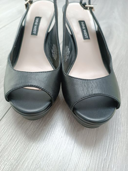 Czarne skórzane buty damskie szpilki sandały na obcasie 36 eleganckie