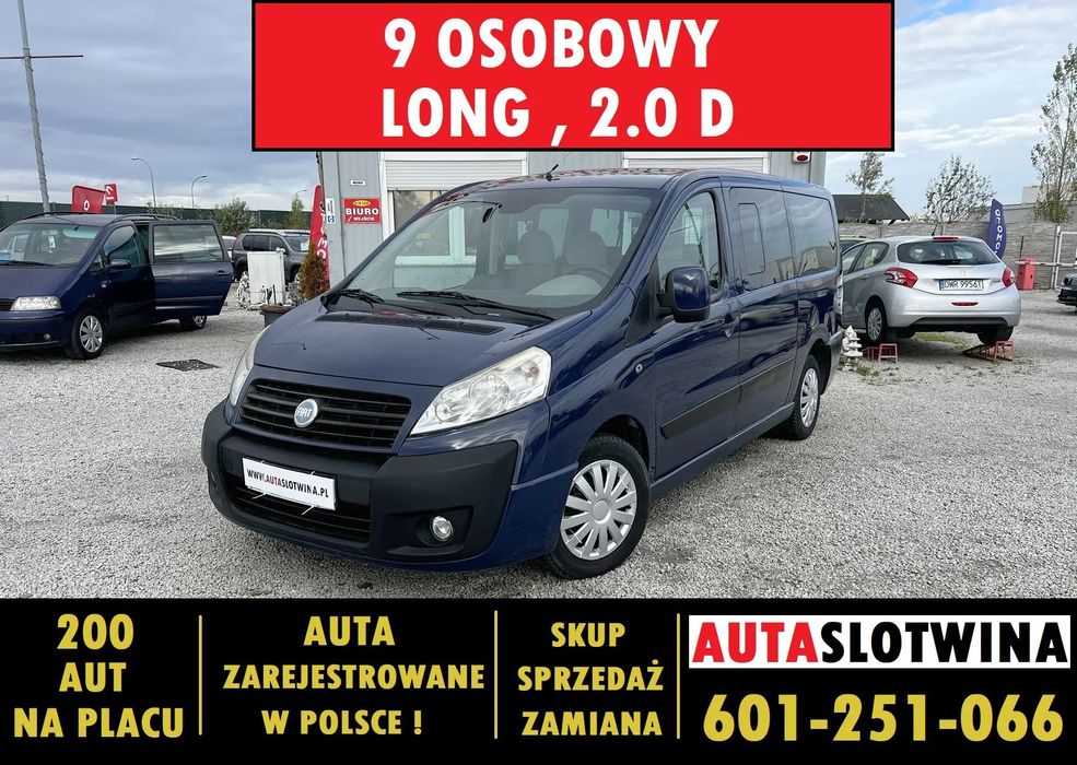 Fiat Scudo ZAMIANA, 9 osobowy, Long, Klima na tył, Czujniki, 6 biegów, 2.0 D!