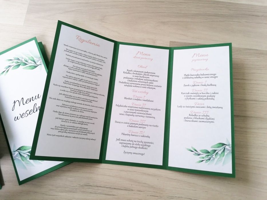 Menu na stół weselny z ruskusem