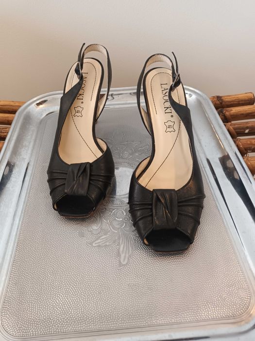 buty pantofle szpileczki,  wygodne, rozmiar 35, skóra okazja, Lasocki