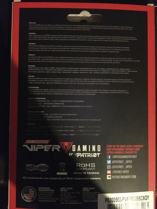 Ram DDR4 patriot viper