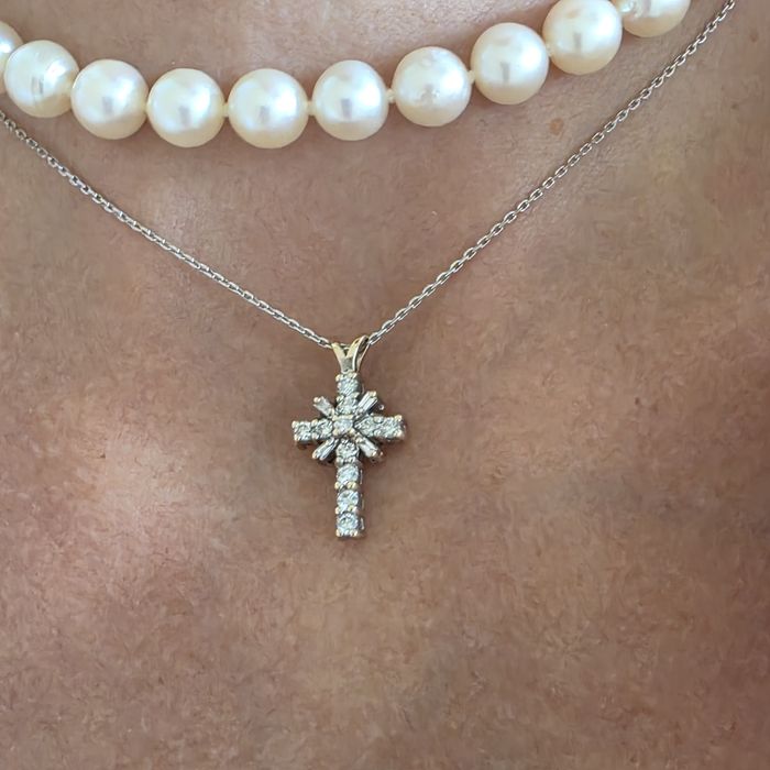 Piękny Krzyżyk Wisiorek Złoto 585 Diamenty 0.55ct 585 WYCENA 8000zł